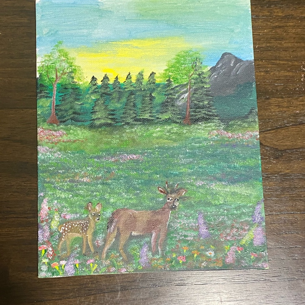 Painting landscape endangered deer white tail